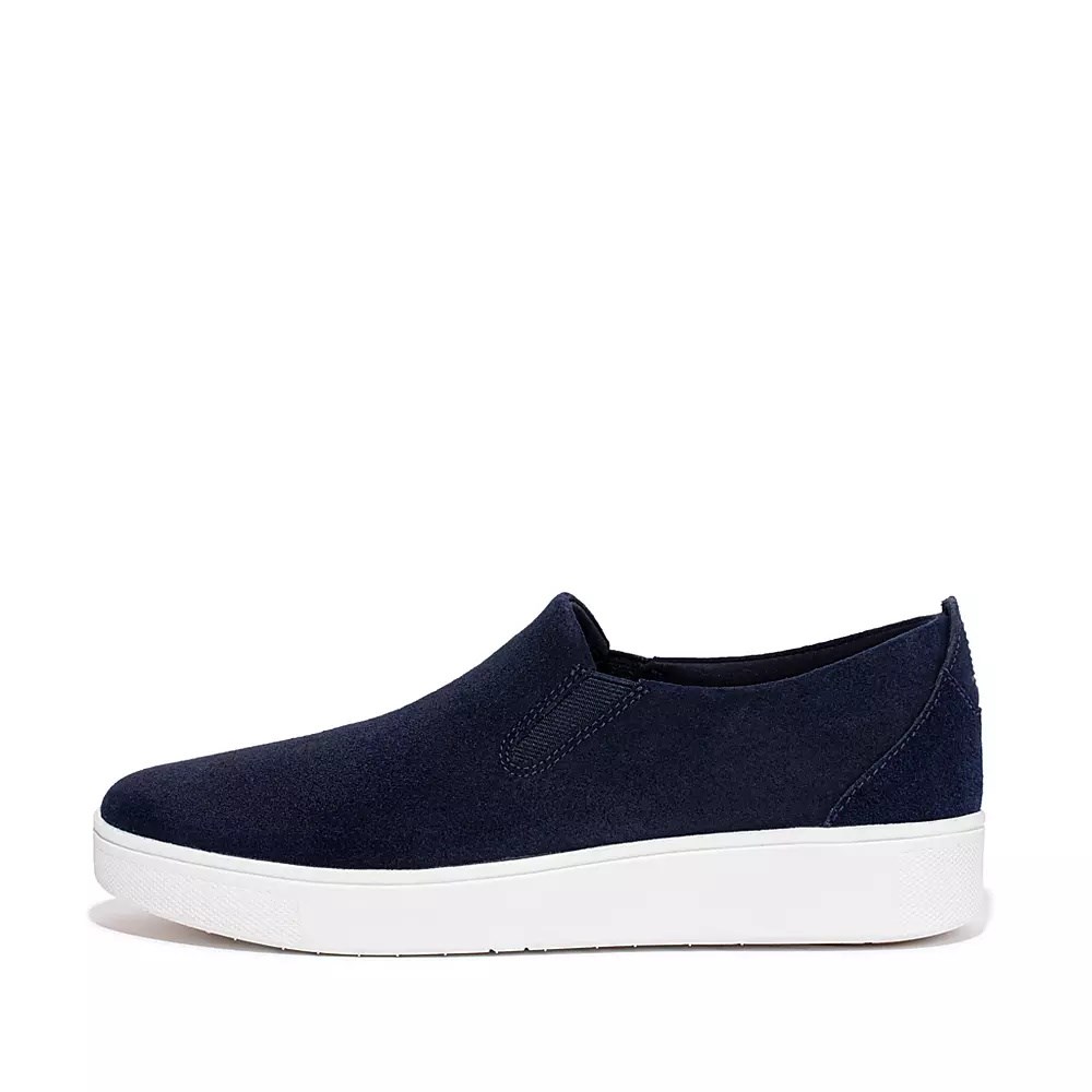 Fitflop RALLY Suede Women\'s Slip On Sneakers Navy | ZA-Z-1023