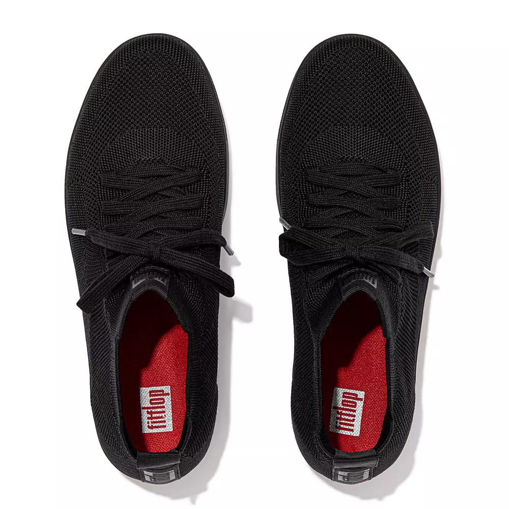 Fitflop RALLY Water-Resistant Knit Women's Sneakers Black | ZA-C-0561