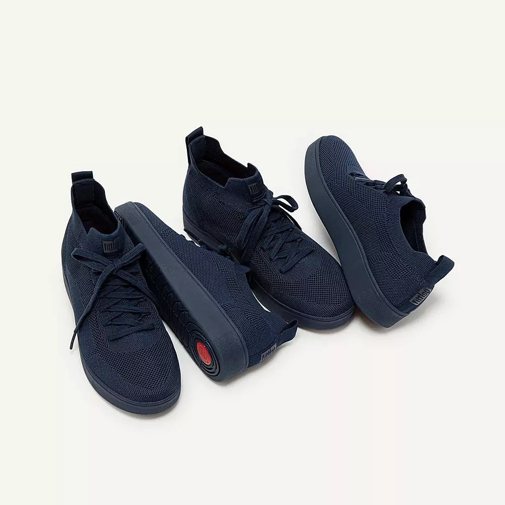 Fitflop RALLY Water-Resistant Knit Women's Sneakers Navy | ZA-E-1284