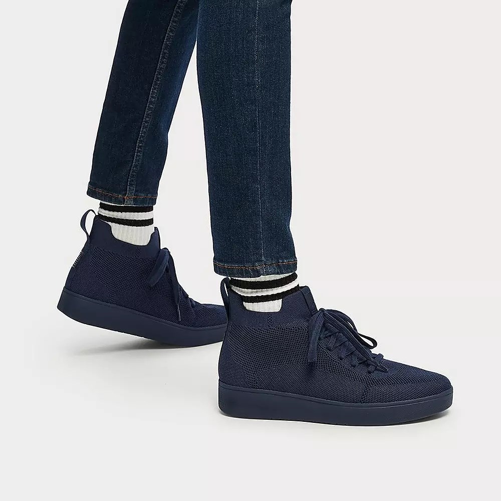 Fitflop RALLY Water-Resistant Knit Women's Sneakers Navy | ZA-R-0819