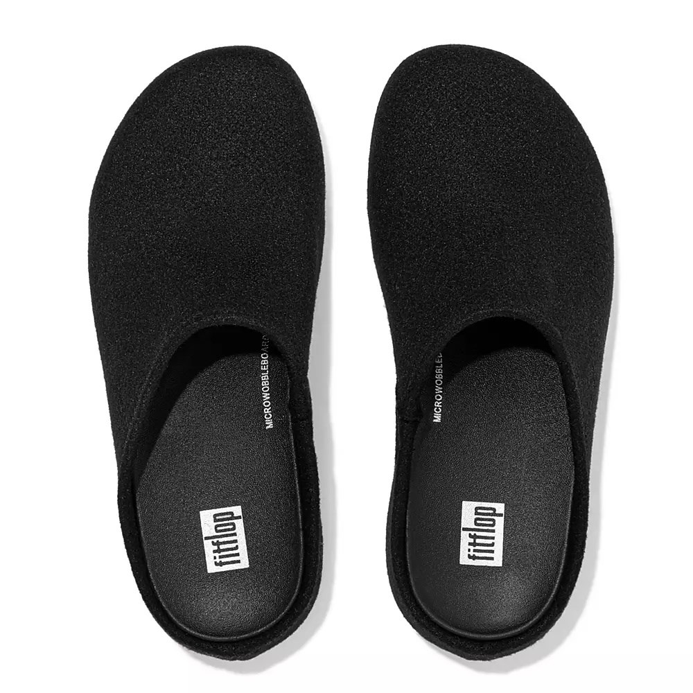 Fitflop SHUV Cushy Felt Women's Clogs Black | ZA-X-3781