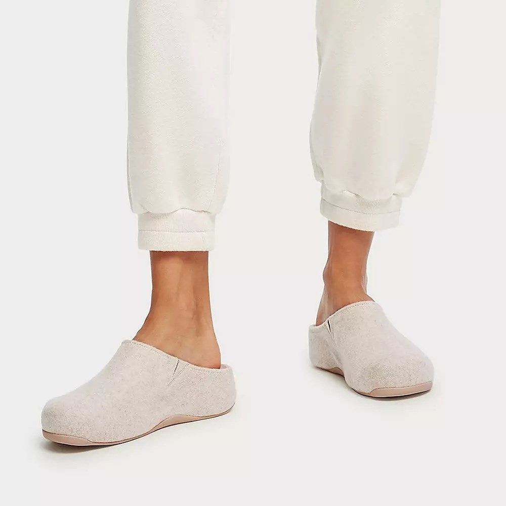 Fitflop SHUV Cushy Felt Women's Clogs Cream | ZA-P-3418