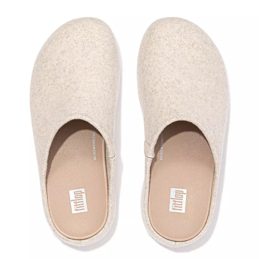 Fitflop SHUV Cushy Felt Women's Clogs Cream | ZA-P-3418