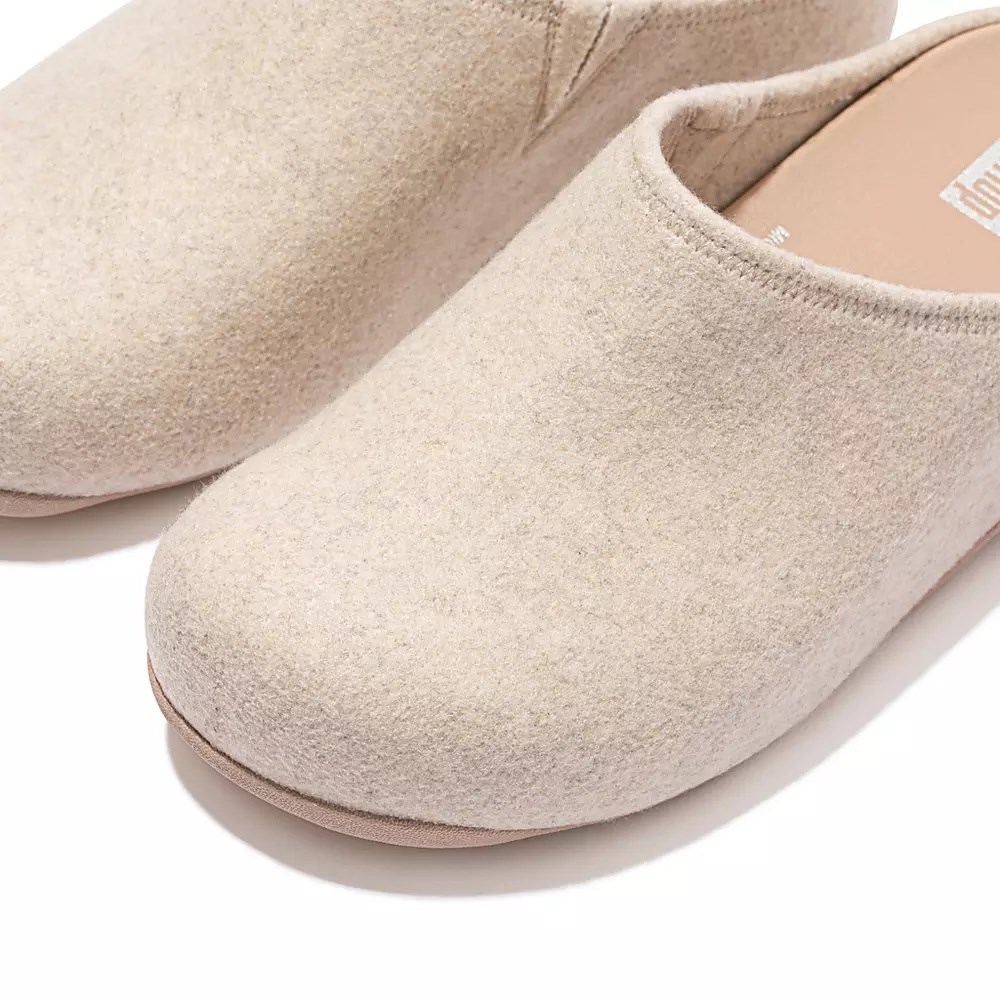 Fitflop SHUV Cushy Felt Women's Clogs Cream | ZA-P-3418