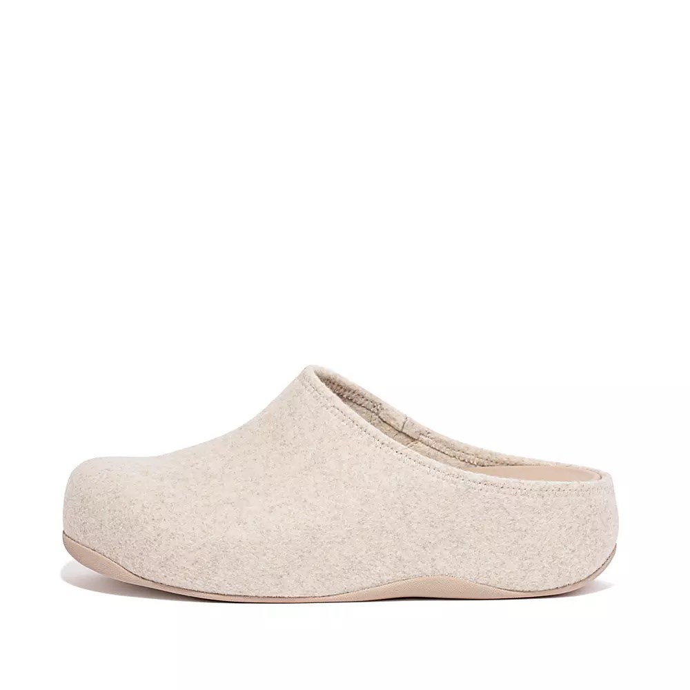 Fitflop SHUV Cushy Felt Women\'s Clogs Cream | ZA-P-3418