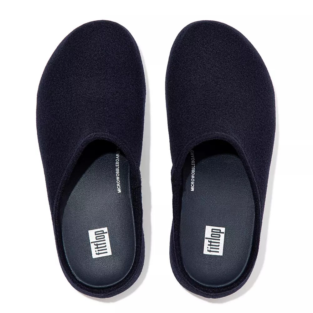 Fitflop SHUV Cushy Felt Women's Clogs Navy | ZA-J-0589