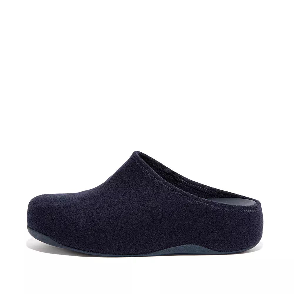 Fitflop SHUV Cushy Felt Women\'s Clogs Navy | ZA-J-0589