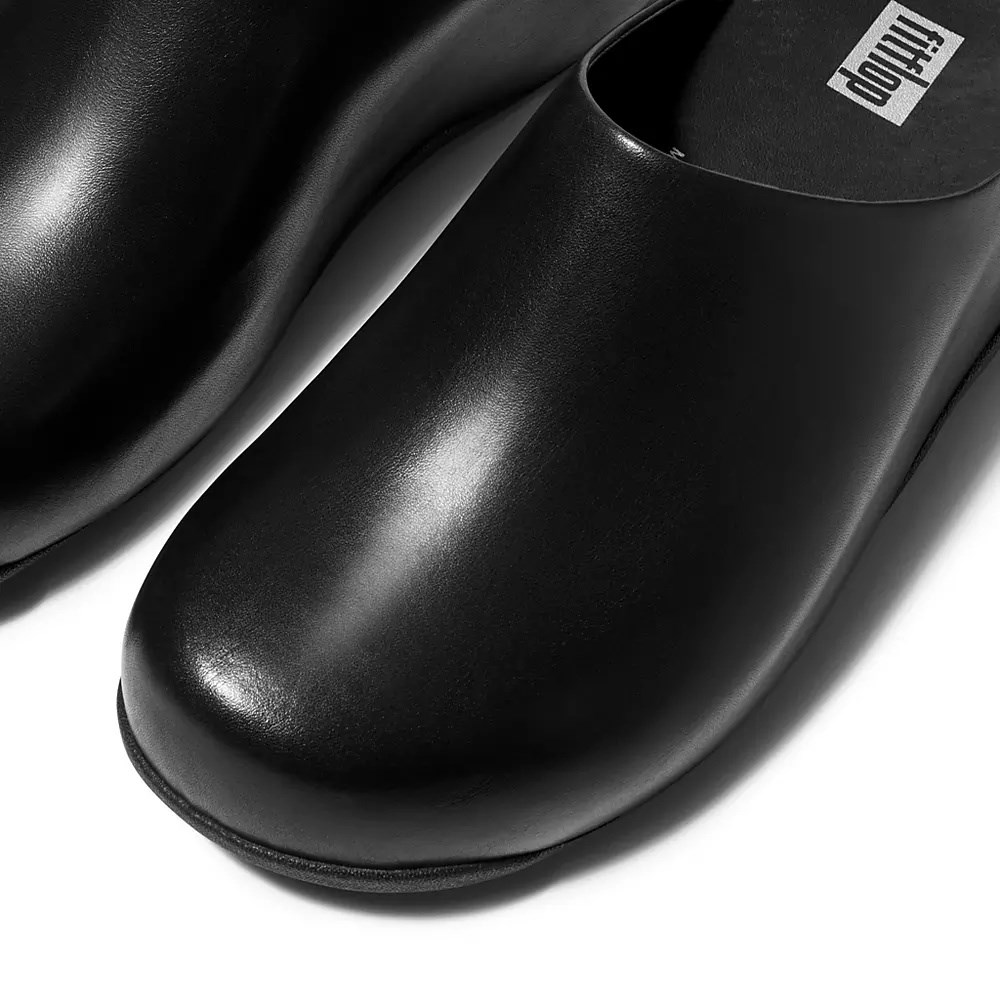 Fitflop SHUV Leather Women's Clogs Black | ZA-O-8130