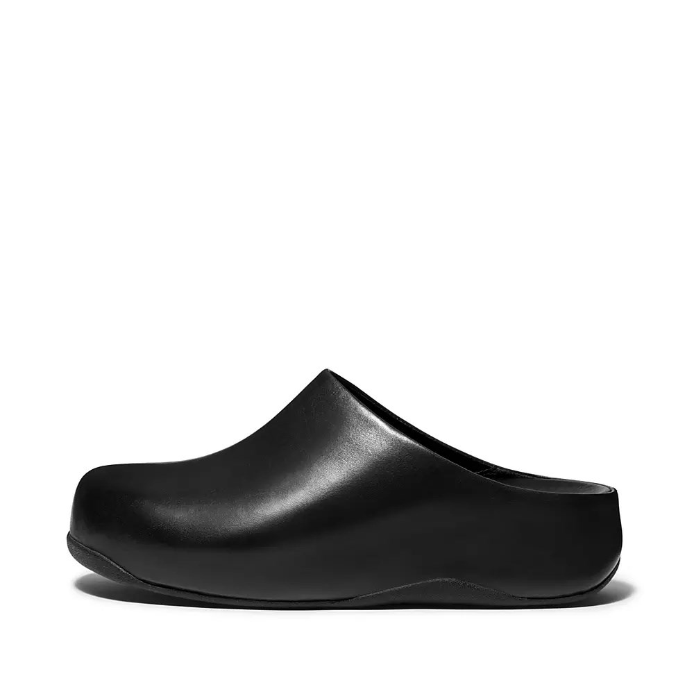 Fitflop SHUV Leather Women\'s Clogs Black | ZA-O-8130