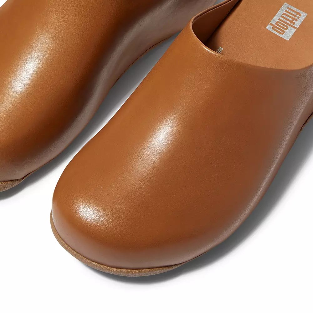 Fitflop SHUV Leather Women's Clogs Light Brown | ZA-S-9438