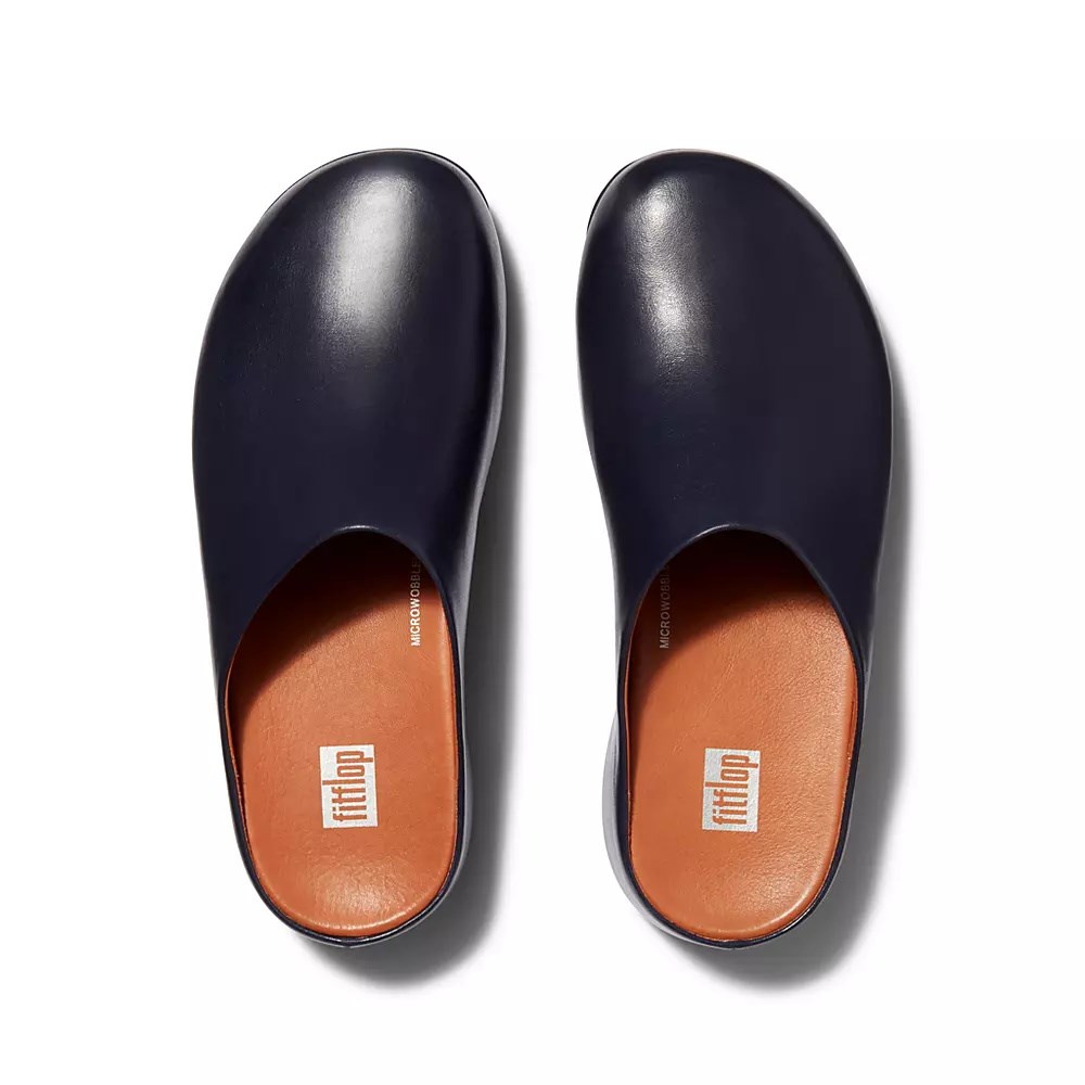 Fitflop SHUV Leather Women's Clogs Navy | ZA-G-7021