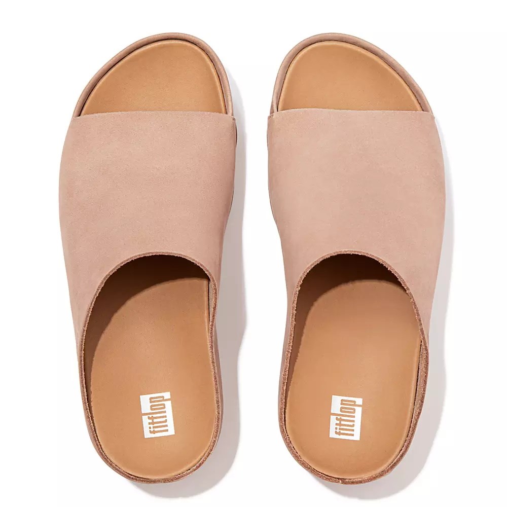 Fitflop SHUV Nubuck Women's Slides Beige | ZA-W-0629