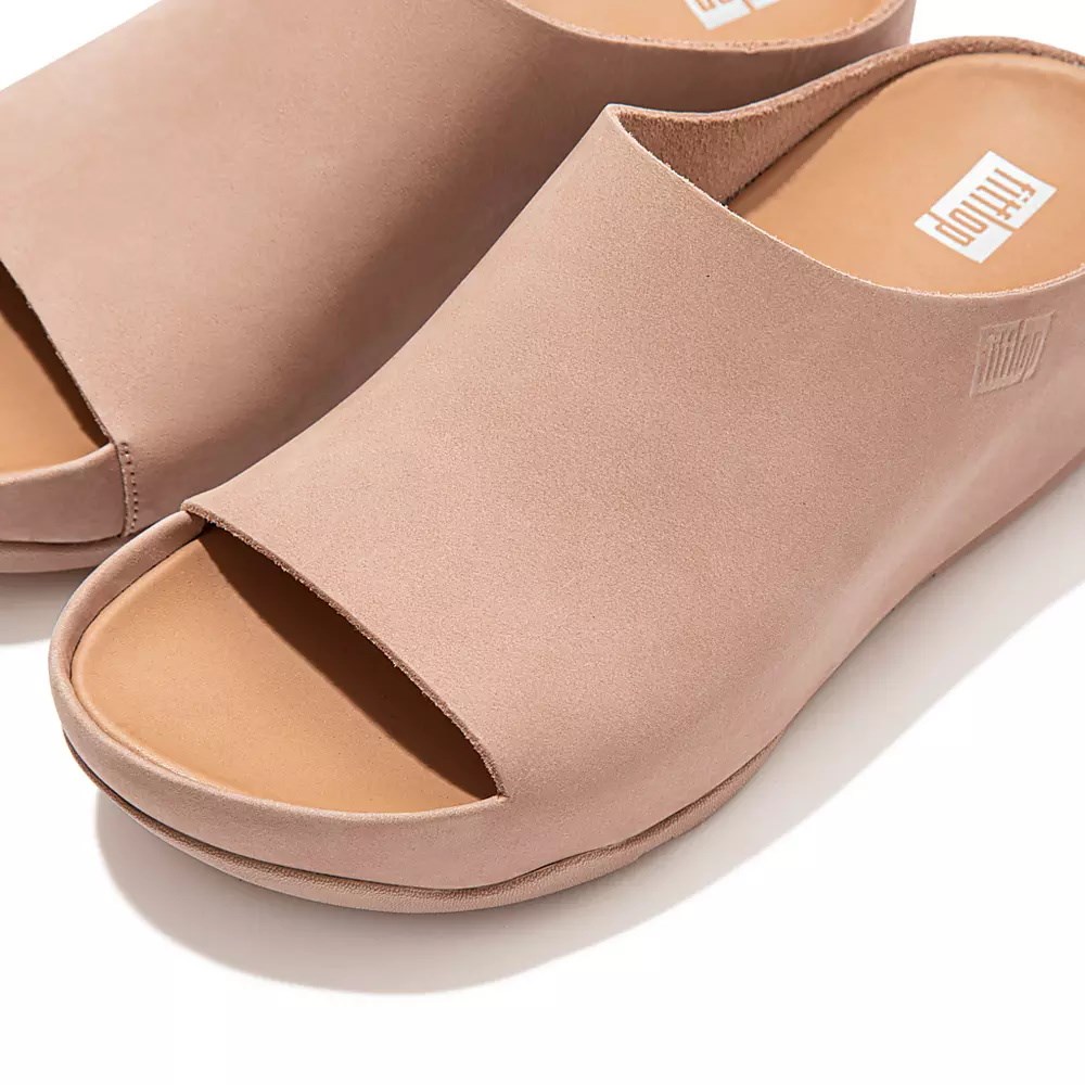 Fitflop SHUV Nubuck Women's Slides Beige | ZA-W-0629