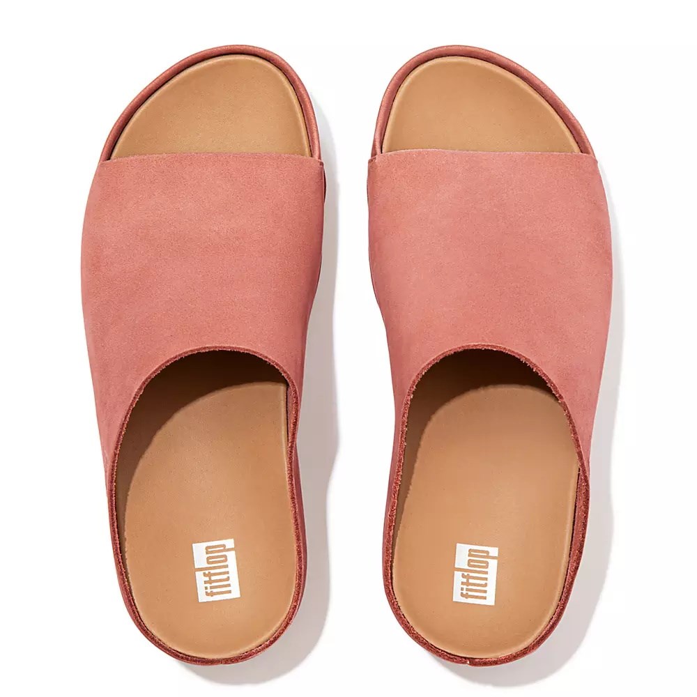 Fitflop SHUV Nubuck Women's Slides Rose | ZA-Q-3946