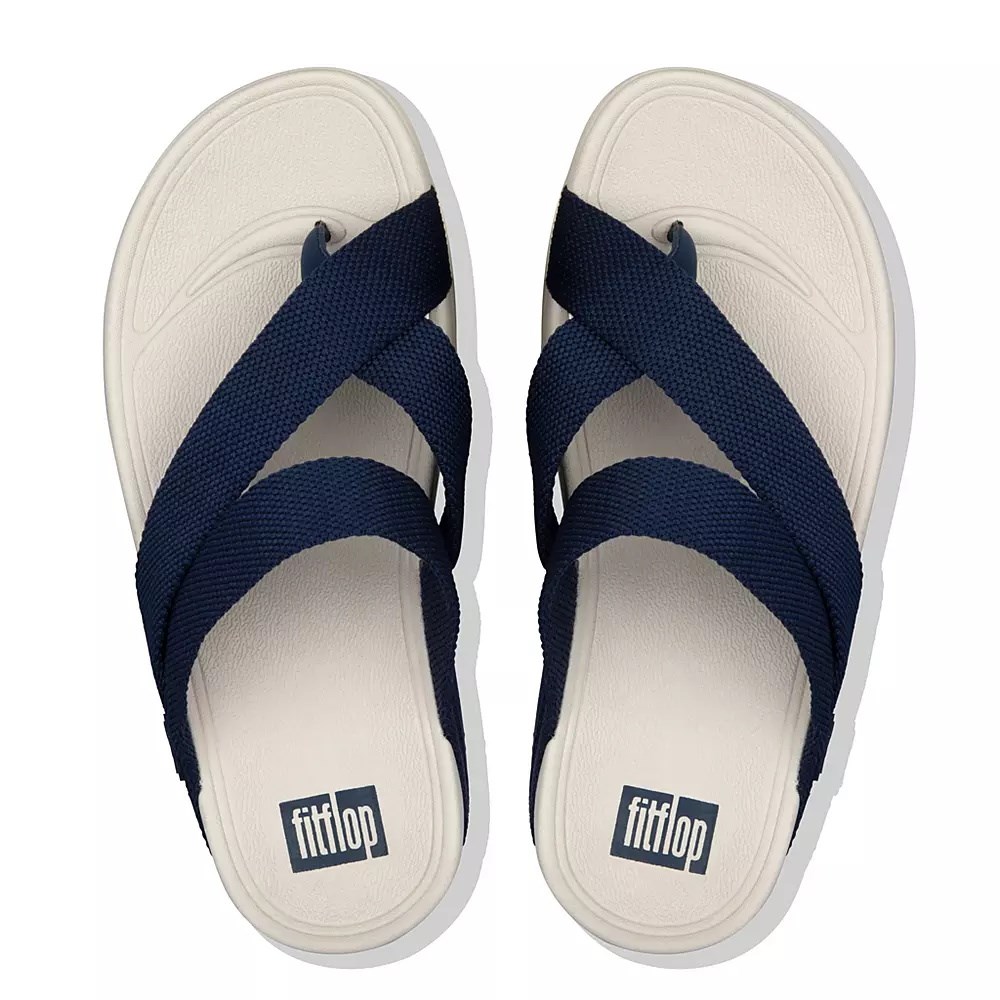 Fitflop SLING Weave Toe-Post Men's Sandals Navy | ZA-Z-8950