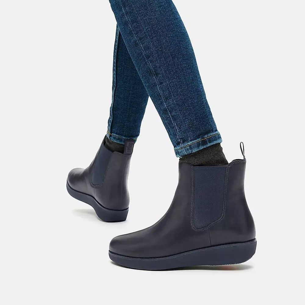 Fitflop SUMI Waterproof Leather Women's Chelsea Boots Navy | ZA-V-2780