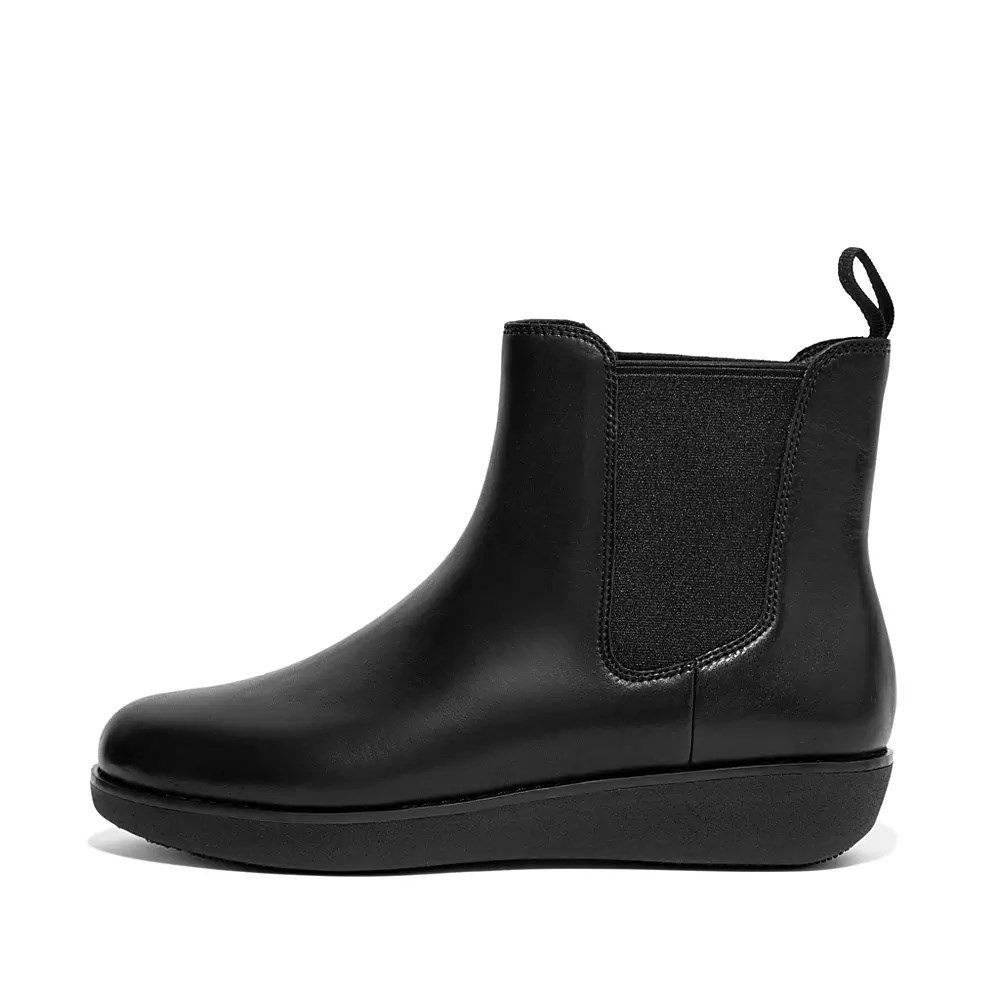 Fitflop SUMI Waterproof Leather Women\'s Chelsea Boots Black | ZA-V-5396