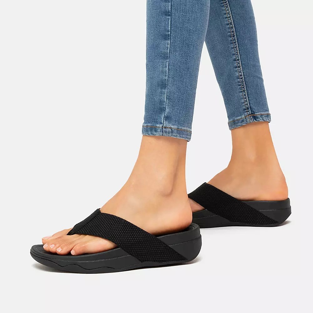 Fitflop SURFA Toe-Post Women's Sandals Black | ZA-C-0289