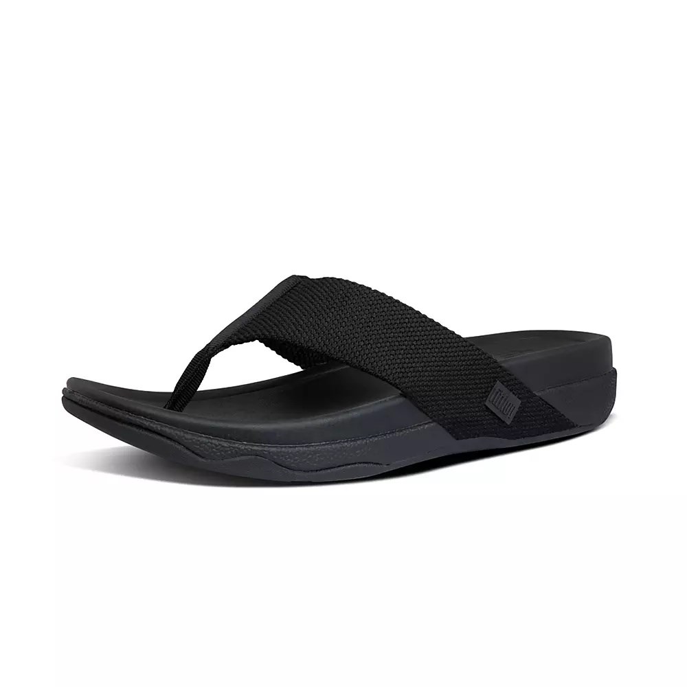 Fitflop SURFER Toe-Post Men's Sandals Black | ZA-A-1482