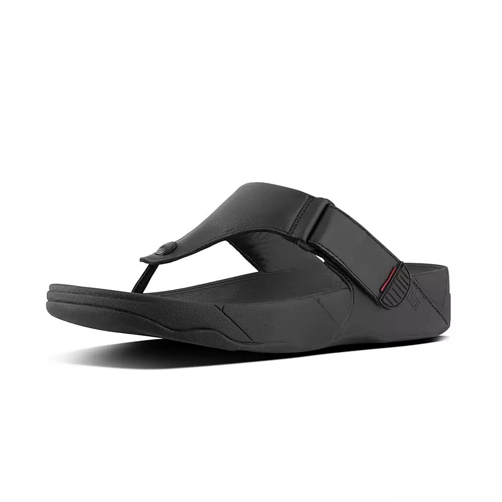 Fitflop TRAKK II Leather Toe-Post Men's Sandals Black | ZA-C-6712