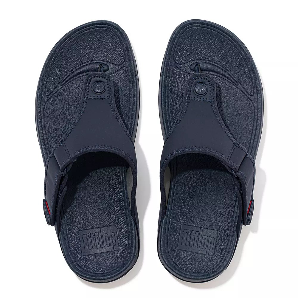 Fitflop TRAKK II Water-Resistant Toe-Post Men's Sandals Navy | ZA-B-7529