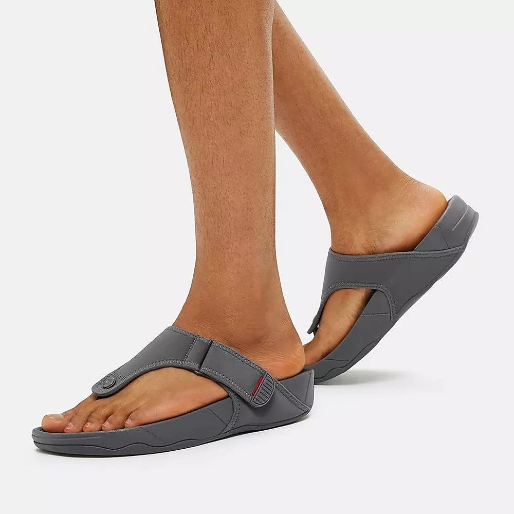 Fitflop TRAKK II Water-Resistant Toe-Post Men's Sandals Grey | ZA-C-1532