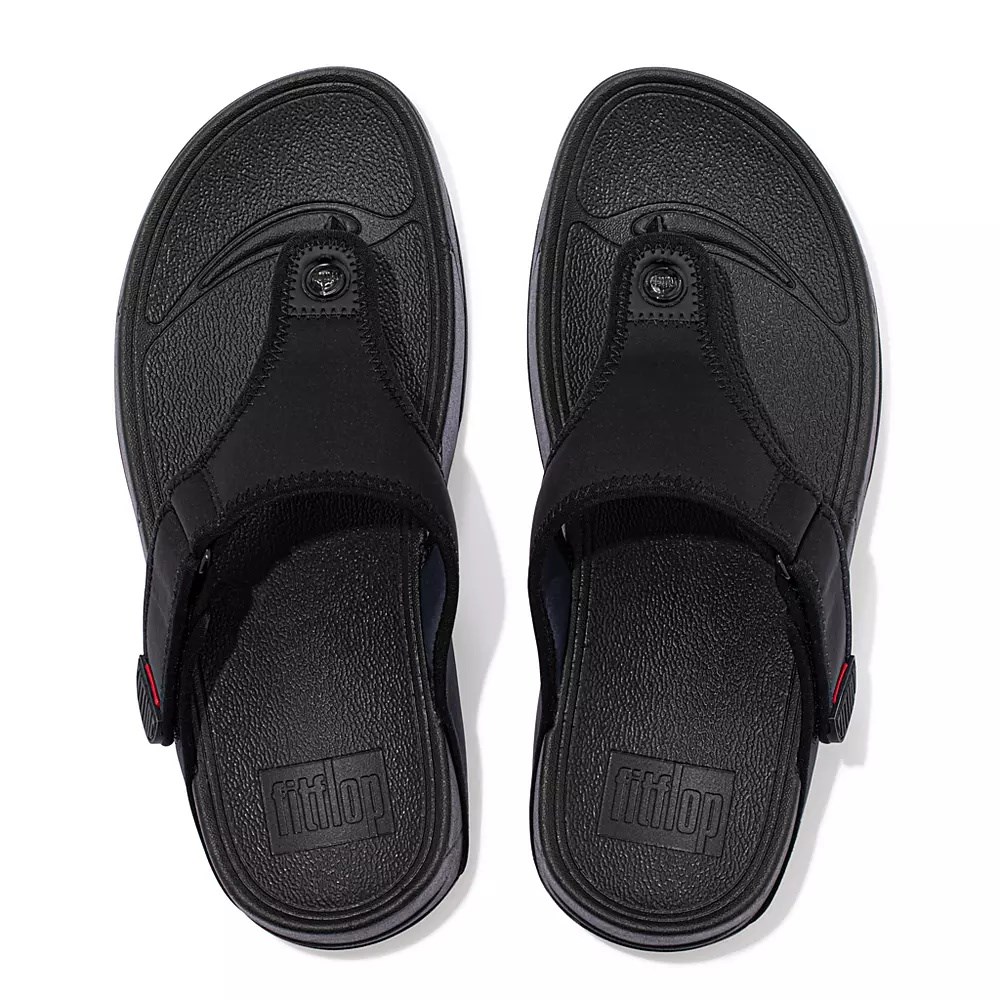 Fitflop TRAKK II Water-Resistant Toe-Post Men's Sandals Black | ZA-F-0489