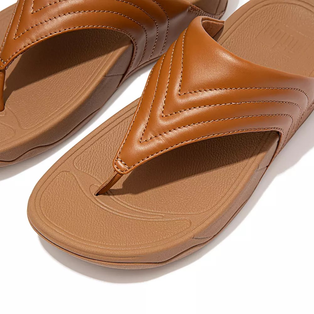 Fitflop WALKSTAR Leather Toe-Post Women's Sandals Light Brown | ZA-H-6750