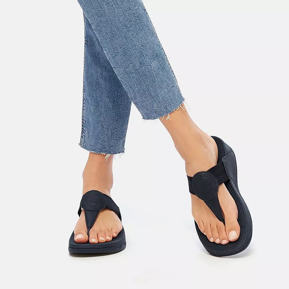 Fitflop WALKSTAR Webbing Toe-Post Women's Sandals Navy | ZA-P-9147