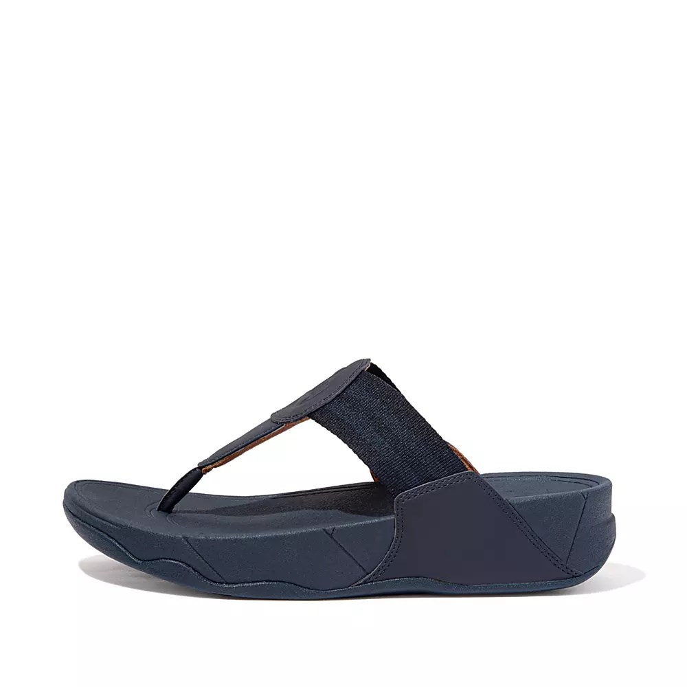 Fitflop WALKSTAR Webbing Toe-Post Women\'s Sandals Navy | ZA-P-9147