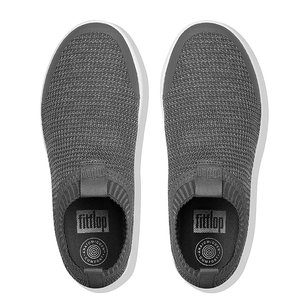 Fitflop ÜBERKNIT Metallic Weave Women's Slip On Sneakers Grey | ZA-M-9351