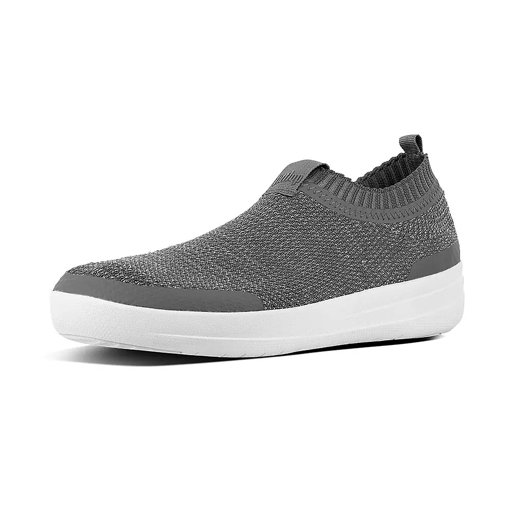 Fitflop ÜBERKNIT Metallic Weave Women's Slip On Sneakers Grey | ZA-M-9351