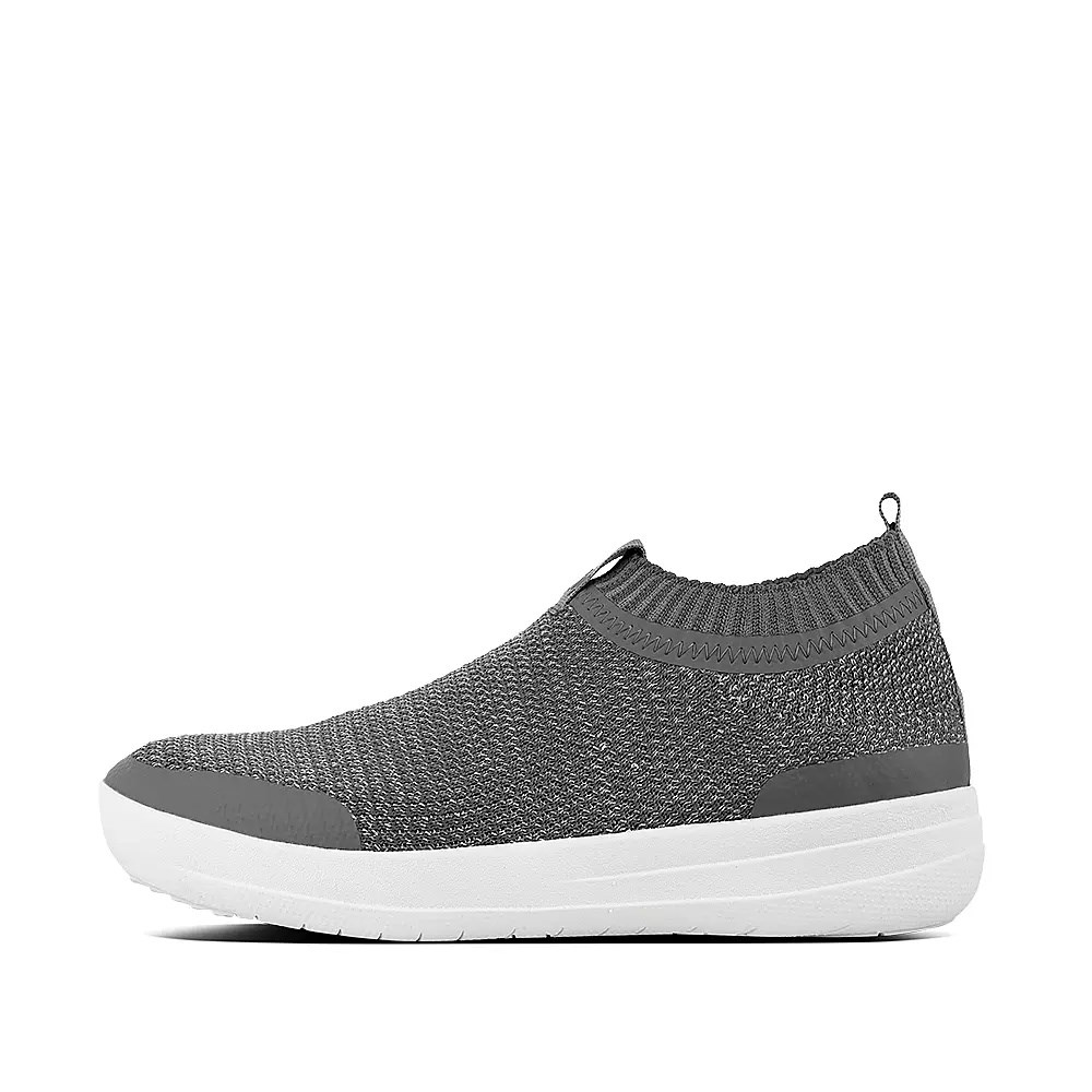 Fitflop ÜBERKNIT Metallic Weave Women\'s Slip On Sneakers Grey | ZA-M-9351